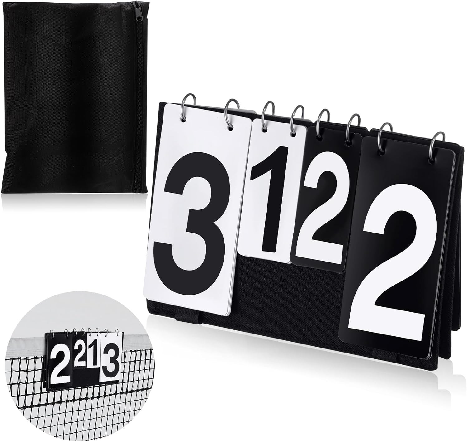 Over Net Tennis Score Keeper Flip Scoreboards Portable for Volleyball Basketball