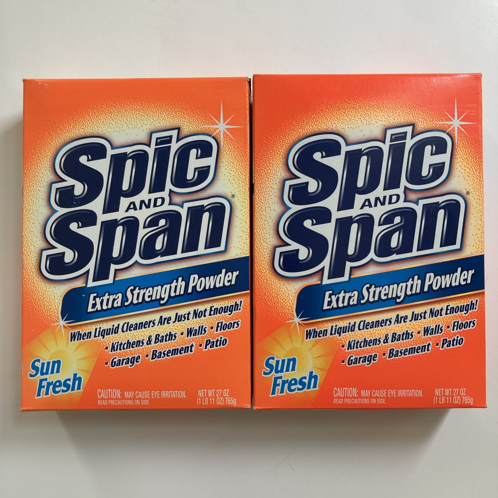 2 Pack - Spic and Span Extra Strength Powder Sun Fresh, 27 oz each
