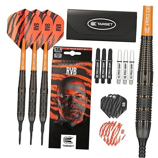 Raymond Van Barneveld RVB 18G Brass Soft Tip Darts Set - with Extra