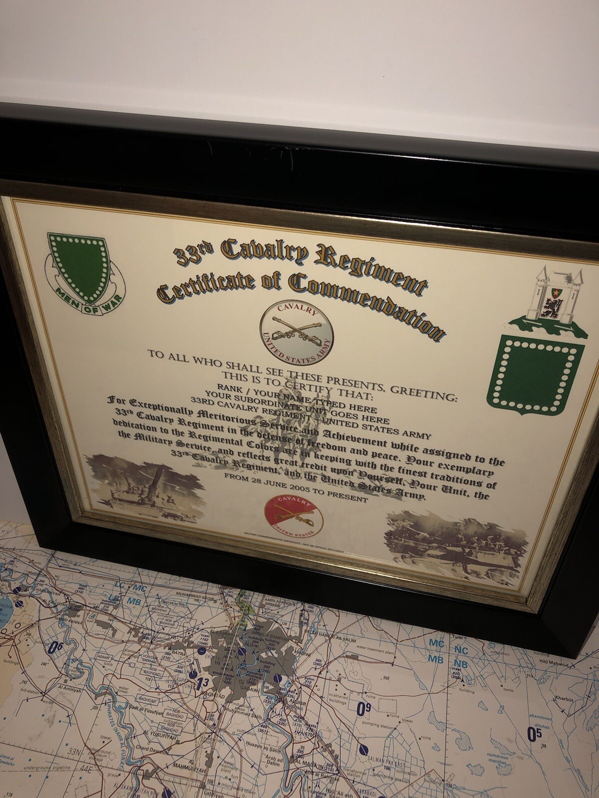 33RD U.S. CAVALRY REGIMENT / COMMEMORATIVE - CERTIFICATE OF COMMENDATION