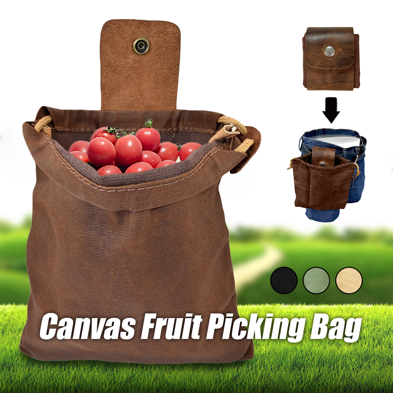 Portable Foldable Metal Detecting Finds Pouch Canvas Drawsting Waist Bag Outdoor