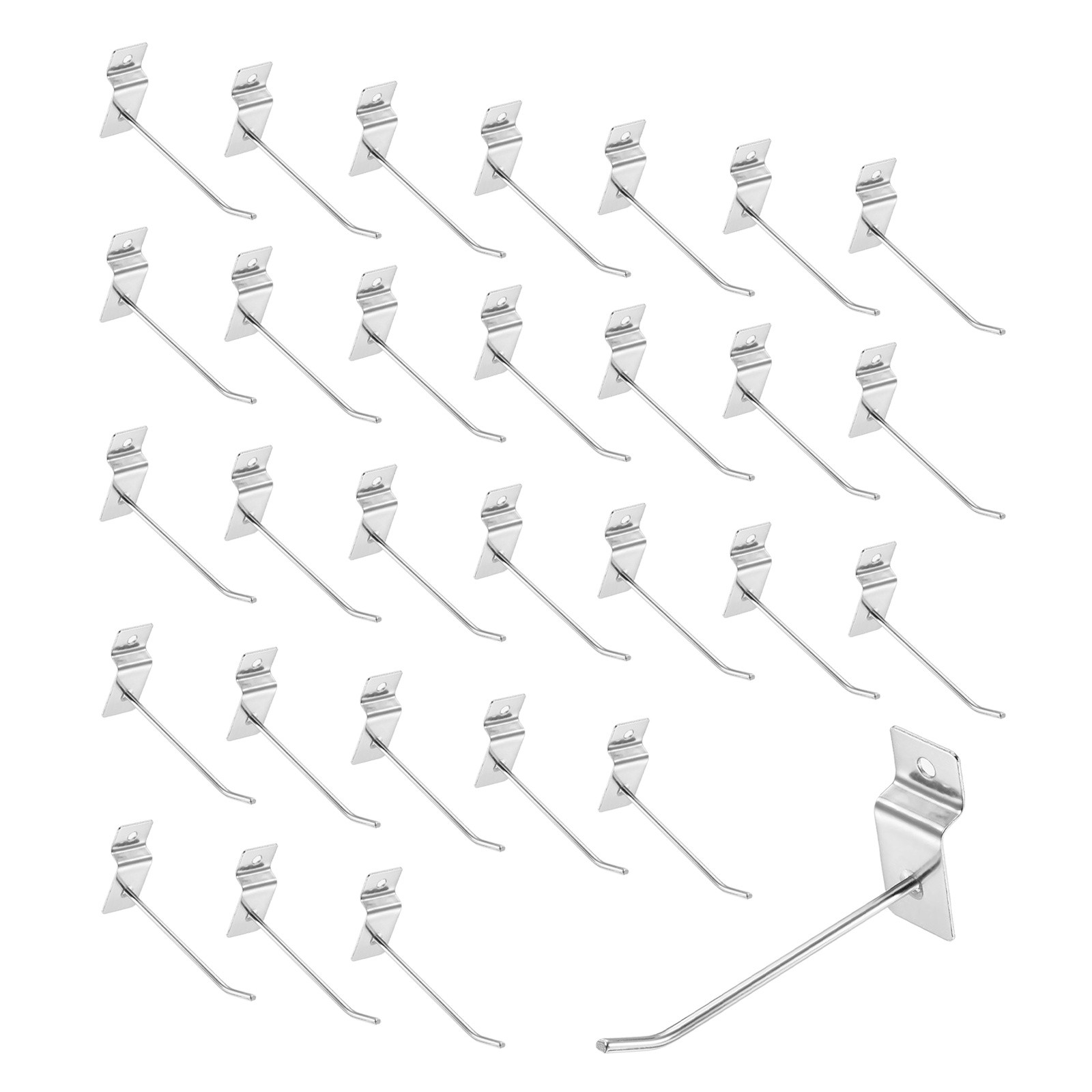 100 Pack 4"/100mm Slat Wall Hooks for Commercial Retail Exhibition Silver