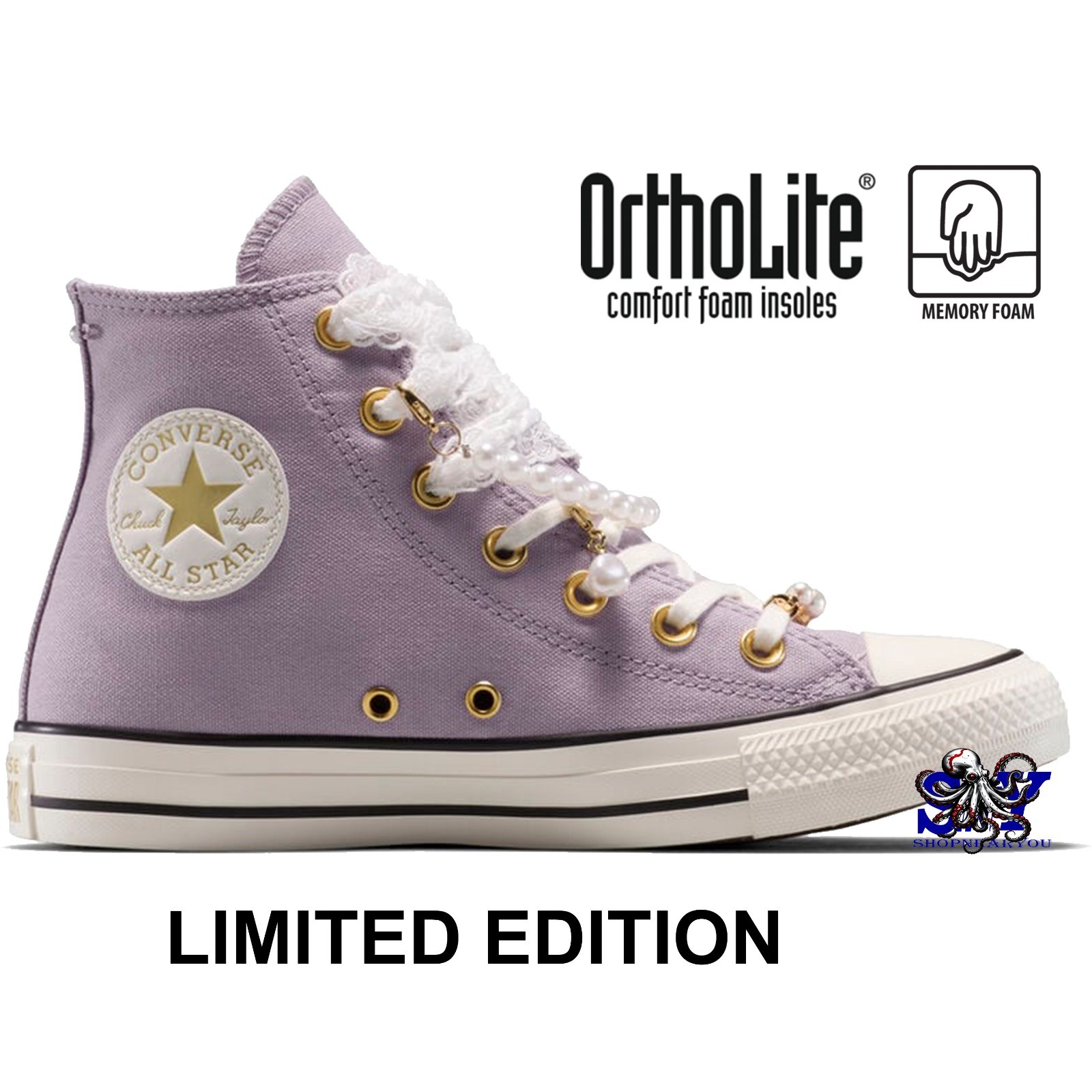 CONVERSE Women's Chuck Taylor All Star Pearl Charms Sneakers Shoes High Top NEW