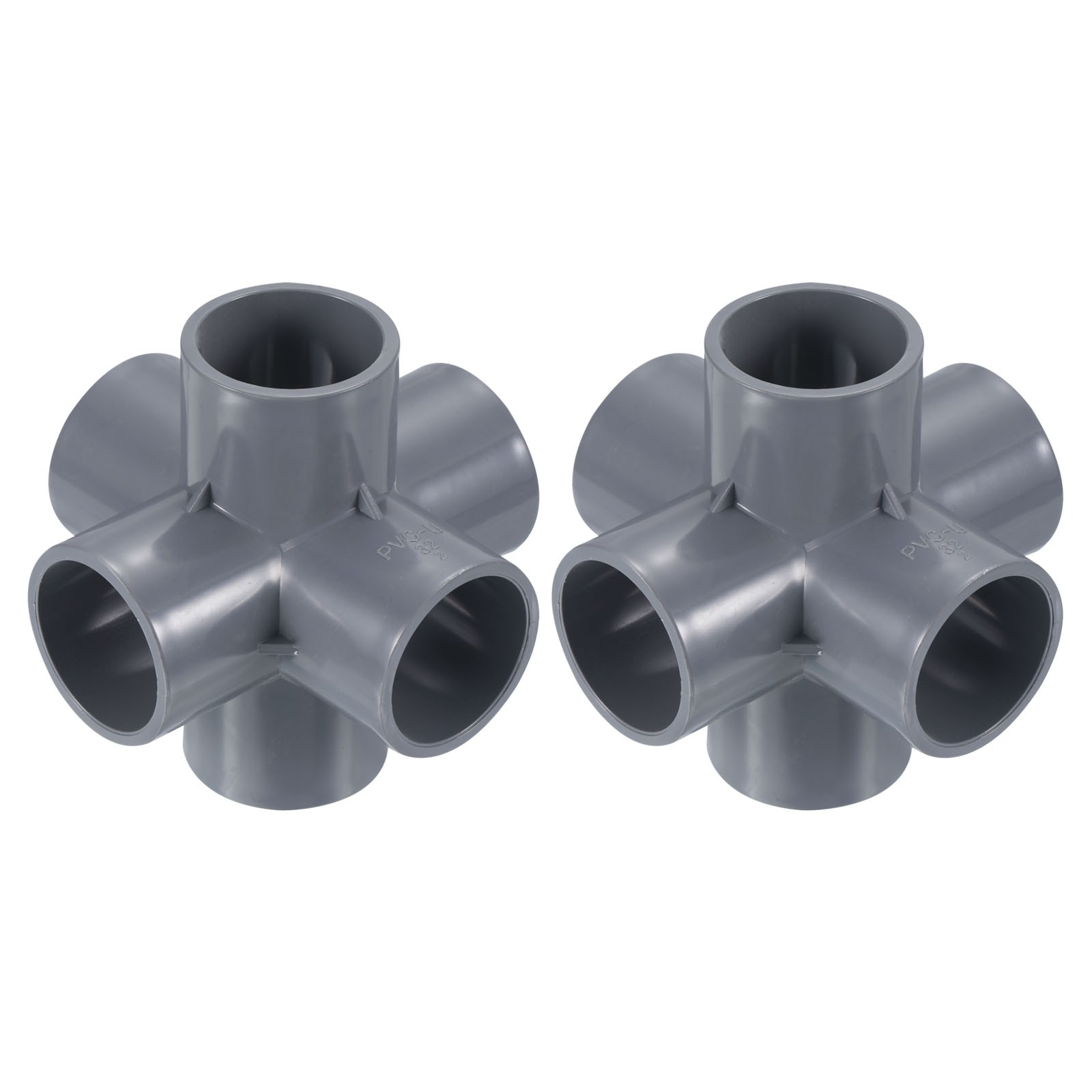 1 1/4" 6 Way Elbow Pipe Fittings UPVC, 2 Pack Joint Coupling Pipe Adapter, Gray