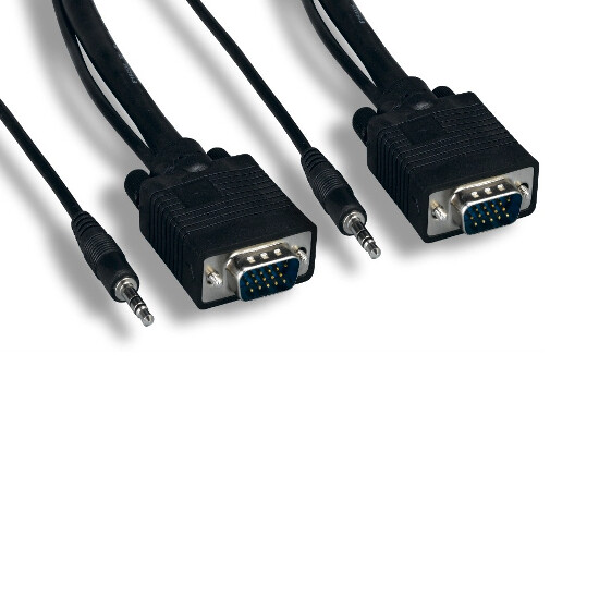 50 Feet SVGA Video/3.5mm Stereo Audio Cable 28AWG for HDTV PC Monitor Projector