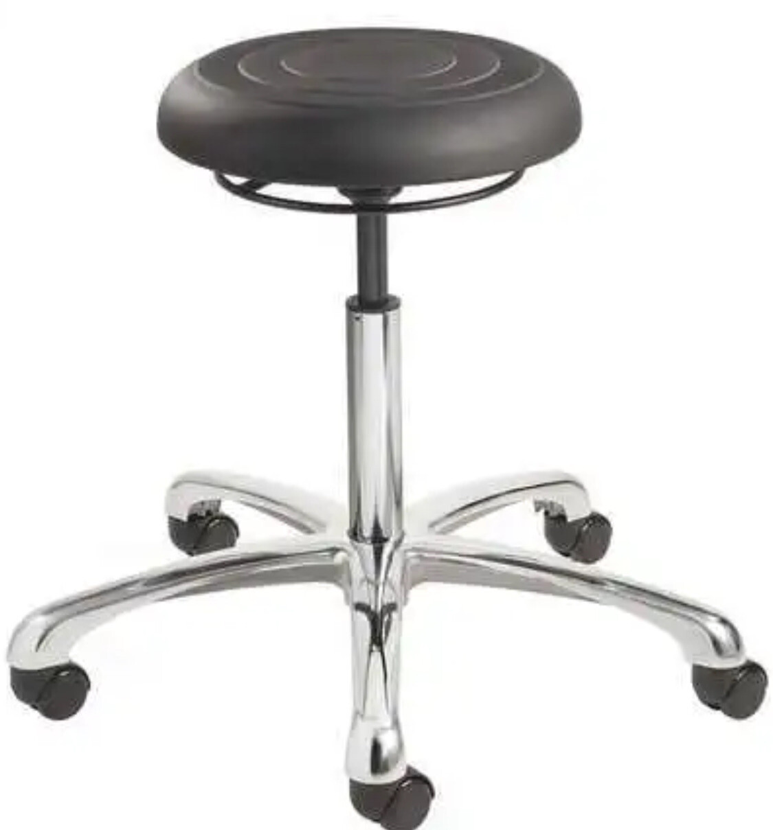 BEVCO S3000-BLK Round Pneumatic Stool,5-Star,Blk,22.5"H, Holds 300 Lbs, Made Usa