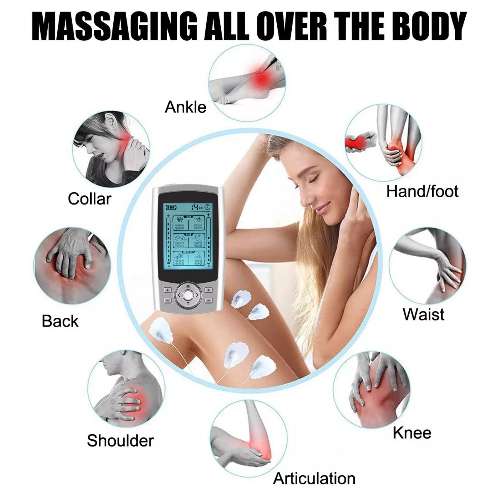 Multifunction Tens Unit Muscle Stimulator Machine Pulse Massager Device
