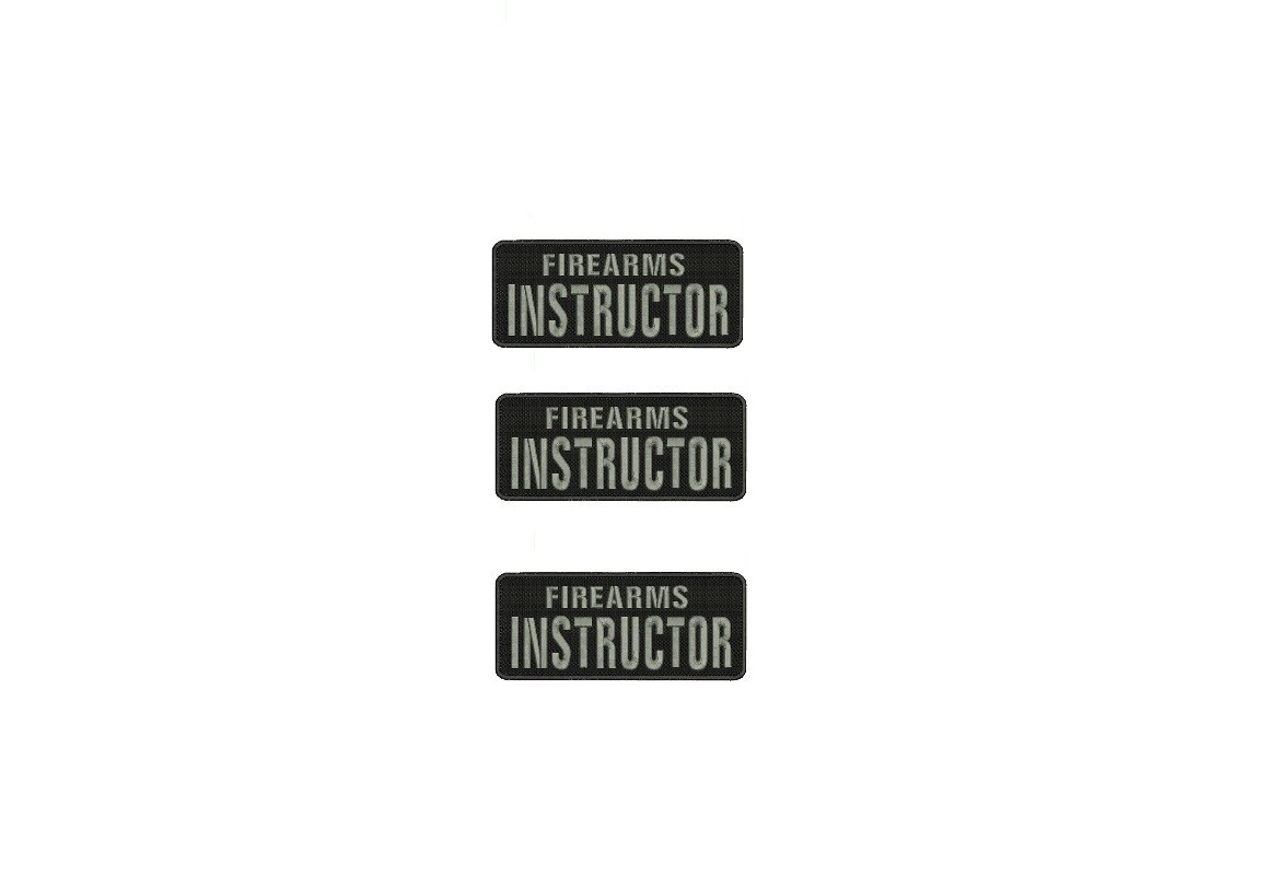 Firearms Instructor 3 embroidery patches  2x5 hook grey Letters