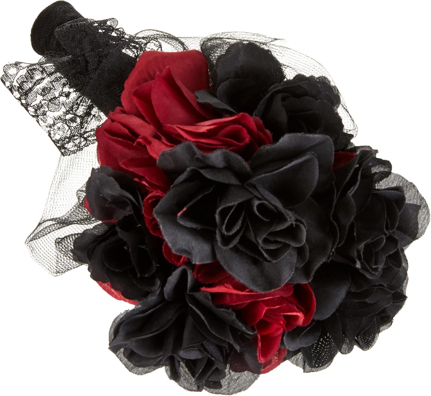 Red & Black Dark Flower Bouquet Fancy Dress Up Halloween Adult Costume Accessory