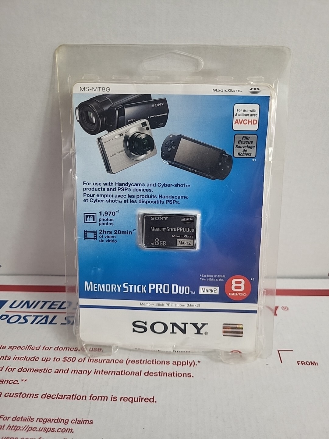 Sony MSMT8G 8GB Mark2 Memory Stick PRO Duo (MS-MT8G/NK) New Oem Sealed