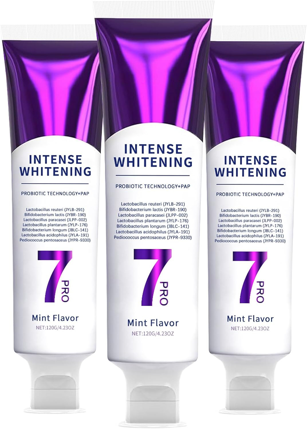 3Pack 7 PRO Toothpaste Whitening, Intense Teeth Whitening Toothpaste for Adults