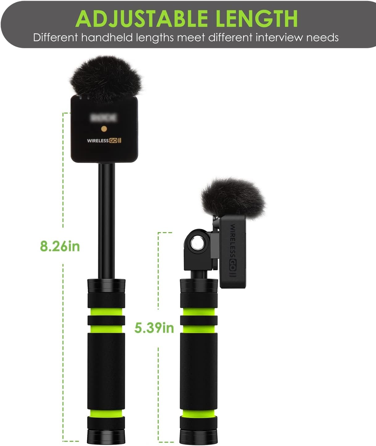 Wireless GO II Interview Microphone Handle, Retractable Handle and Cover Foam