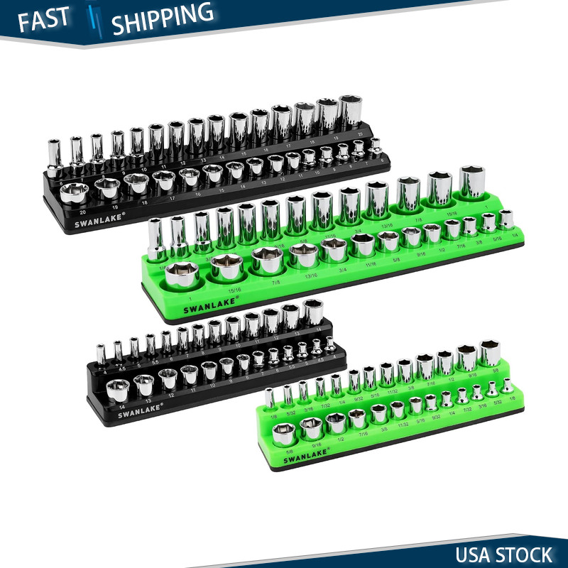 4-Piece Magnetic Socket Organizer Set, Metric SAE