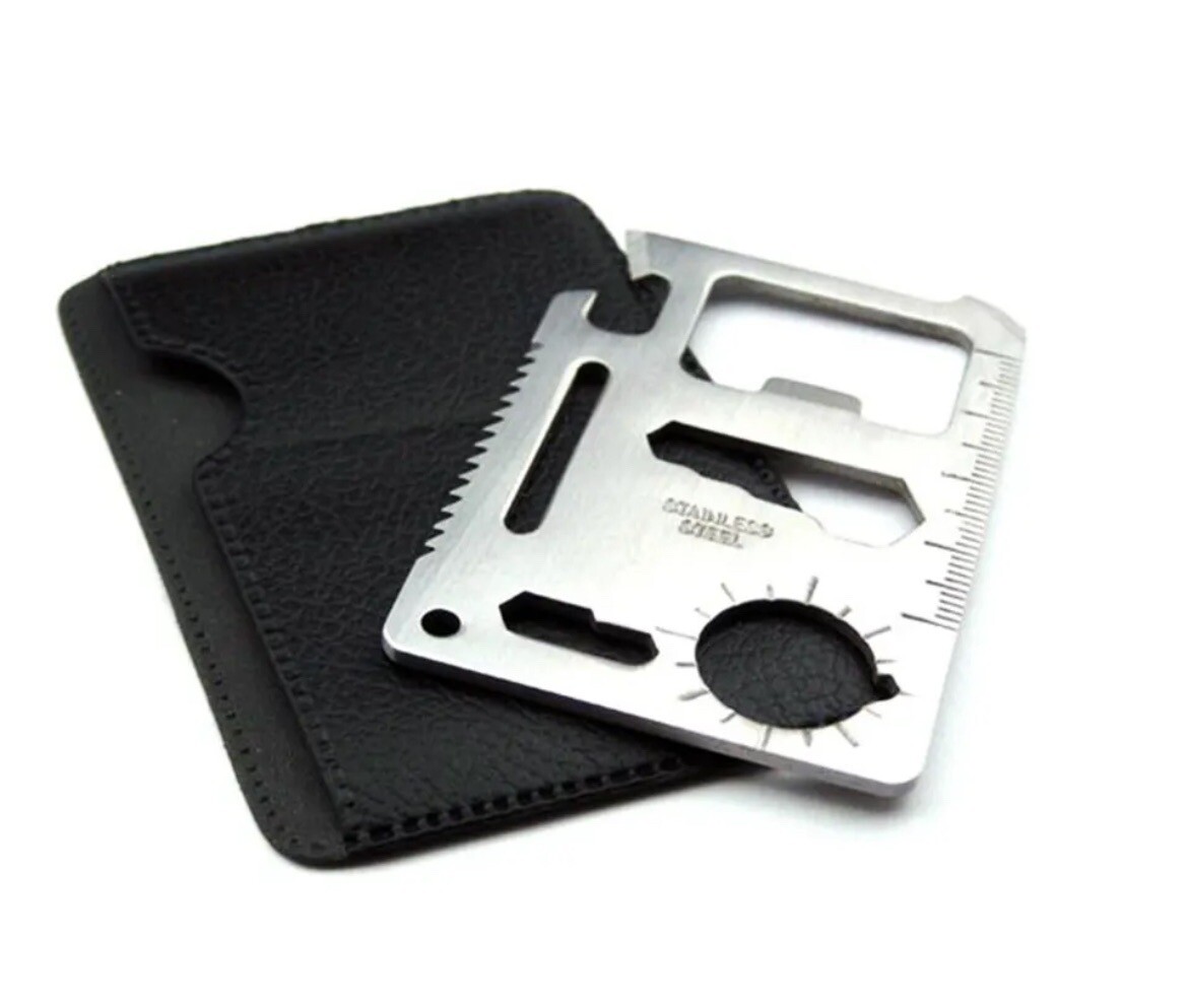 11-in-1 Stainless Steel Survival Multi Tool Wallet Card Camping Emergency