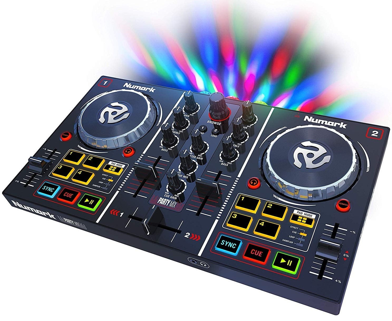 Numark Party Mix Double Deck DJ Controller 2-Channel 8 Pads Pitch USB