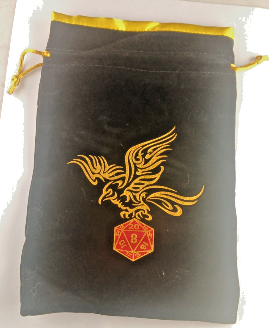 Dice Bag DND with Eagle & Dice logo Drawstring Pouch 6 X 9 #44