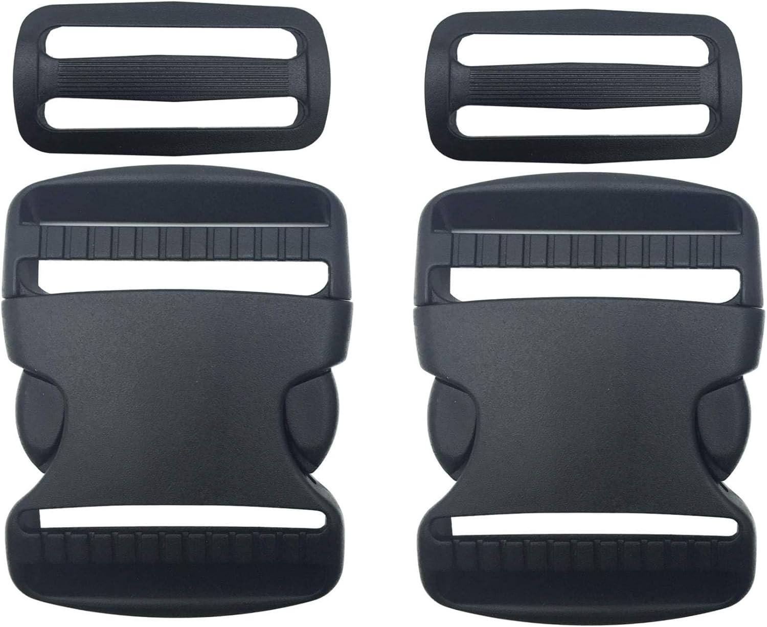 2 Set 2” Flat Dual Adjustable Plastic Buckles & Tri-Glide Slides | Quick Side Re