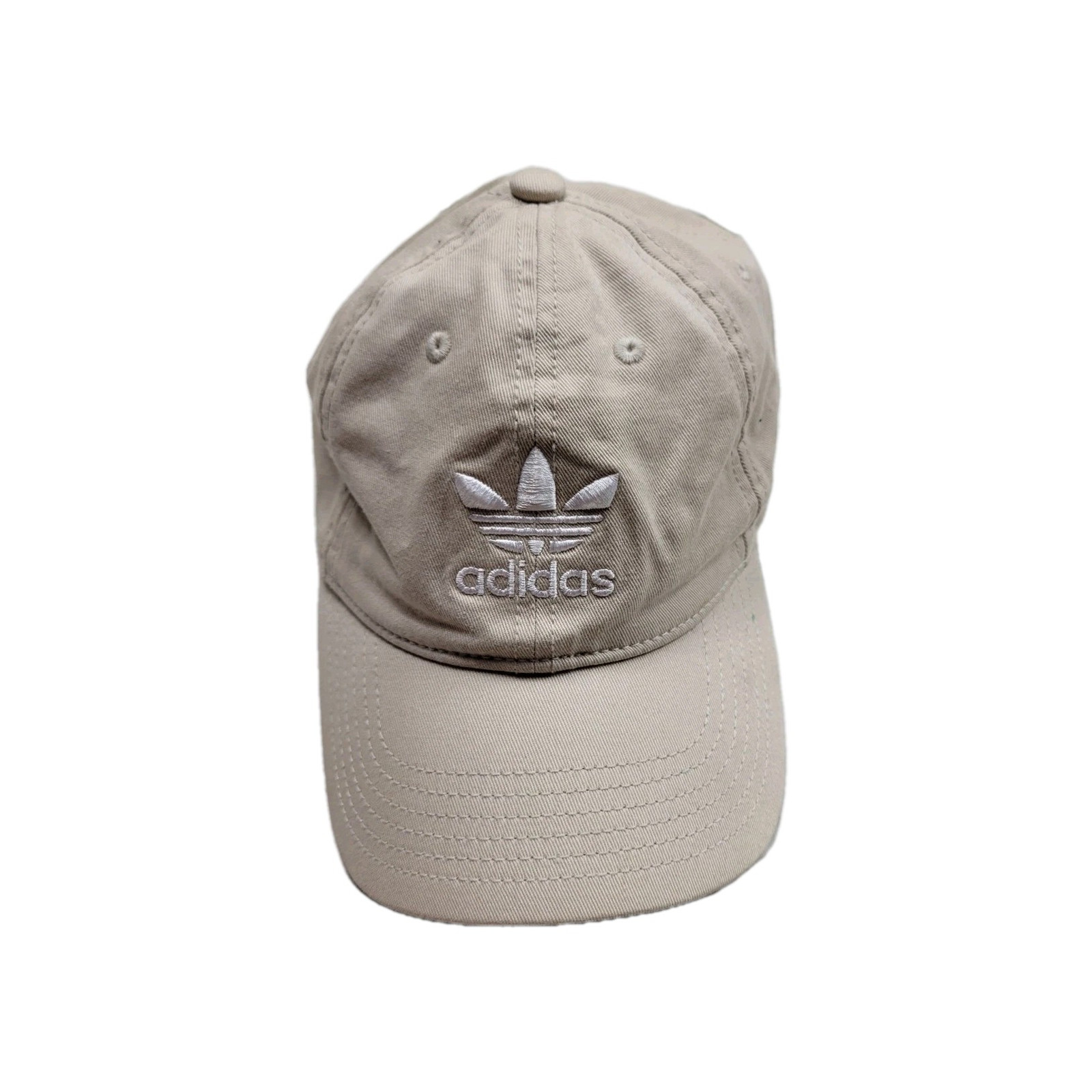 Adidas Adult Strapback Golf Hat Beige Cotton Baseball Tennis Logo Cap OSFW
