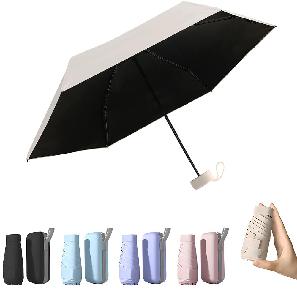 Mini Umbrella for Travel, UPF 50+ UV Sun & Rain Protection, Compact 6k Foldin...
