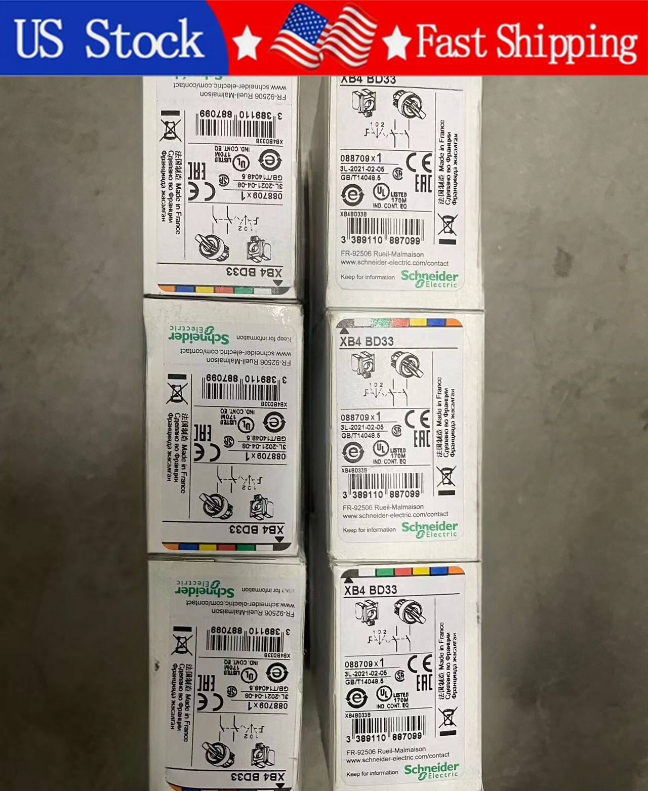 1PCS New Schneider XB4BD33 Black 3-Position Selector Switch  Fast delivery