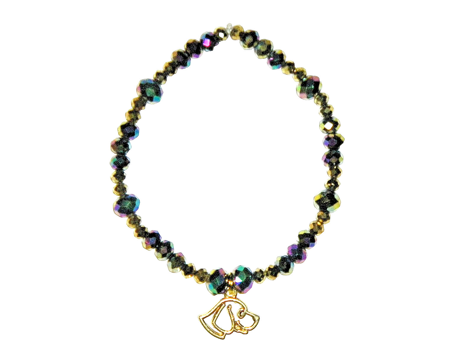 DOG CHARM BEADED BRACELET (8"):  HAND-MADE JEWELRY BY T.L.C.