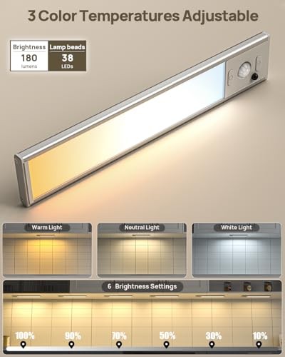 Under Cabinet Lights Wireless,Motion Sensor Light Indoor 5 Pack White-8.9 Inch