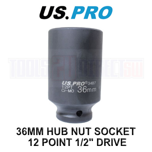 US PRO Tools 36mm 1/2" Drive Axle Hub Nut Socket 12 Point Deep Impact Socket