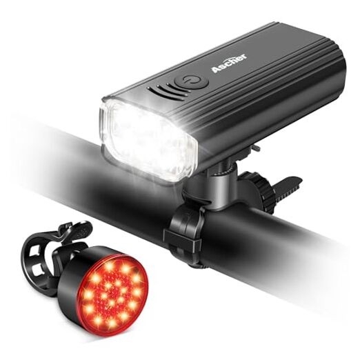 USB Rechargeable Bike Light Front and Back, Super Bright 1000 Black & Red
