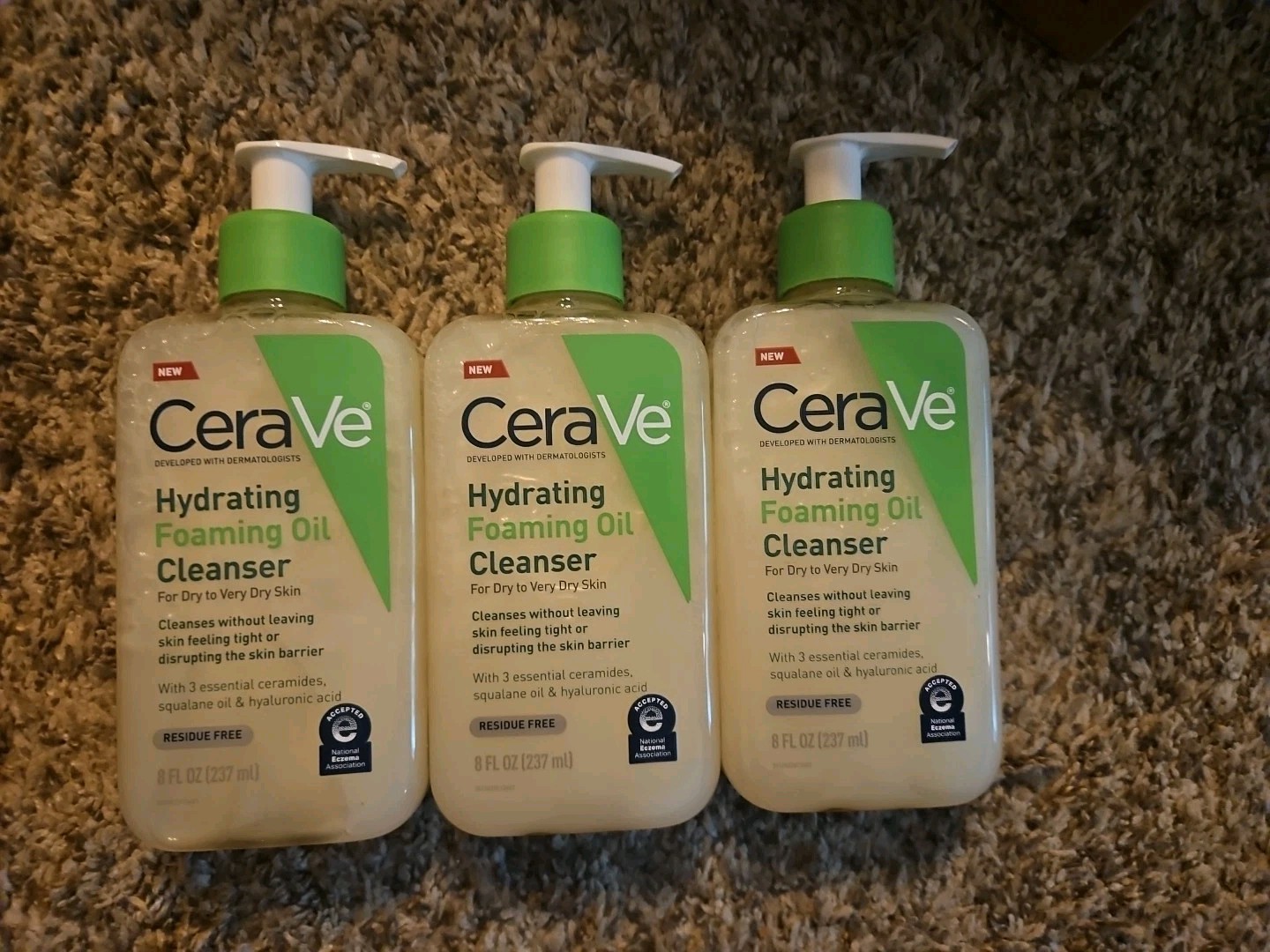 CeraVe Hydrating Foaming Oil Cleanser for Dry Skin 8oz Lot of 3