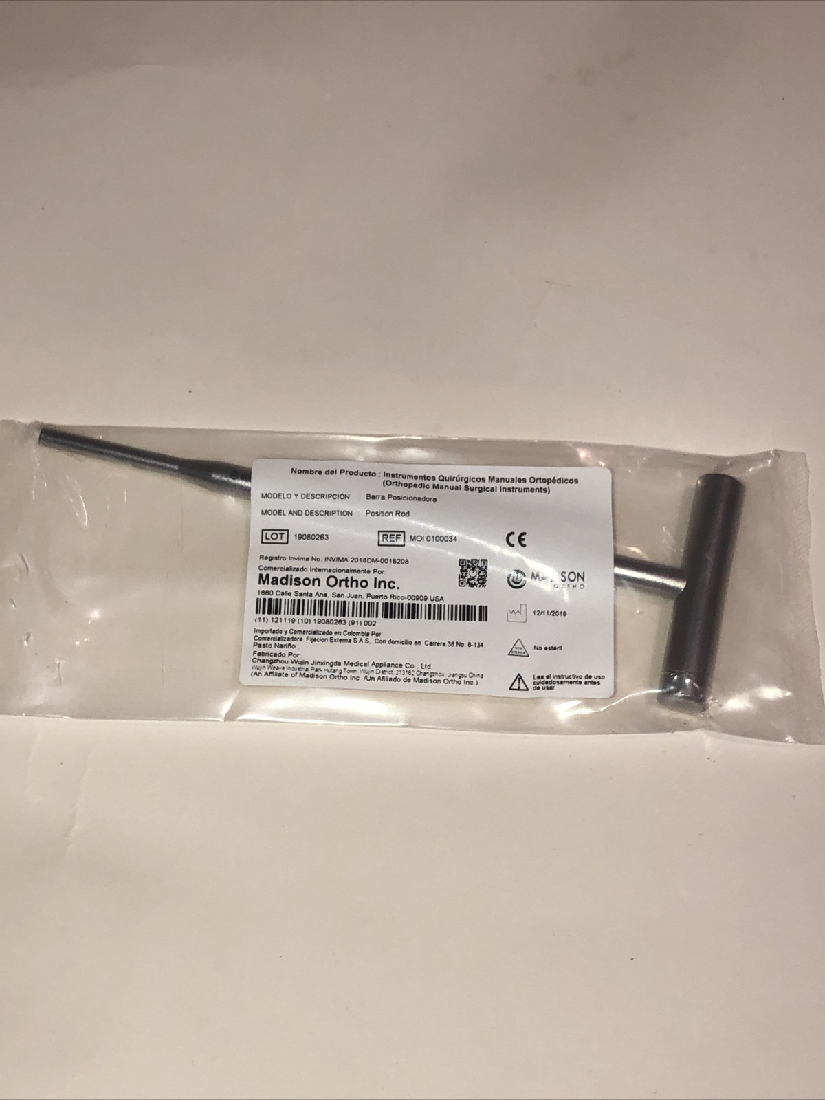 MADISON ORTHO Position Rod REF:MOI 0100034 lot:19080263