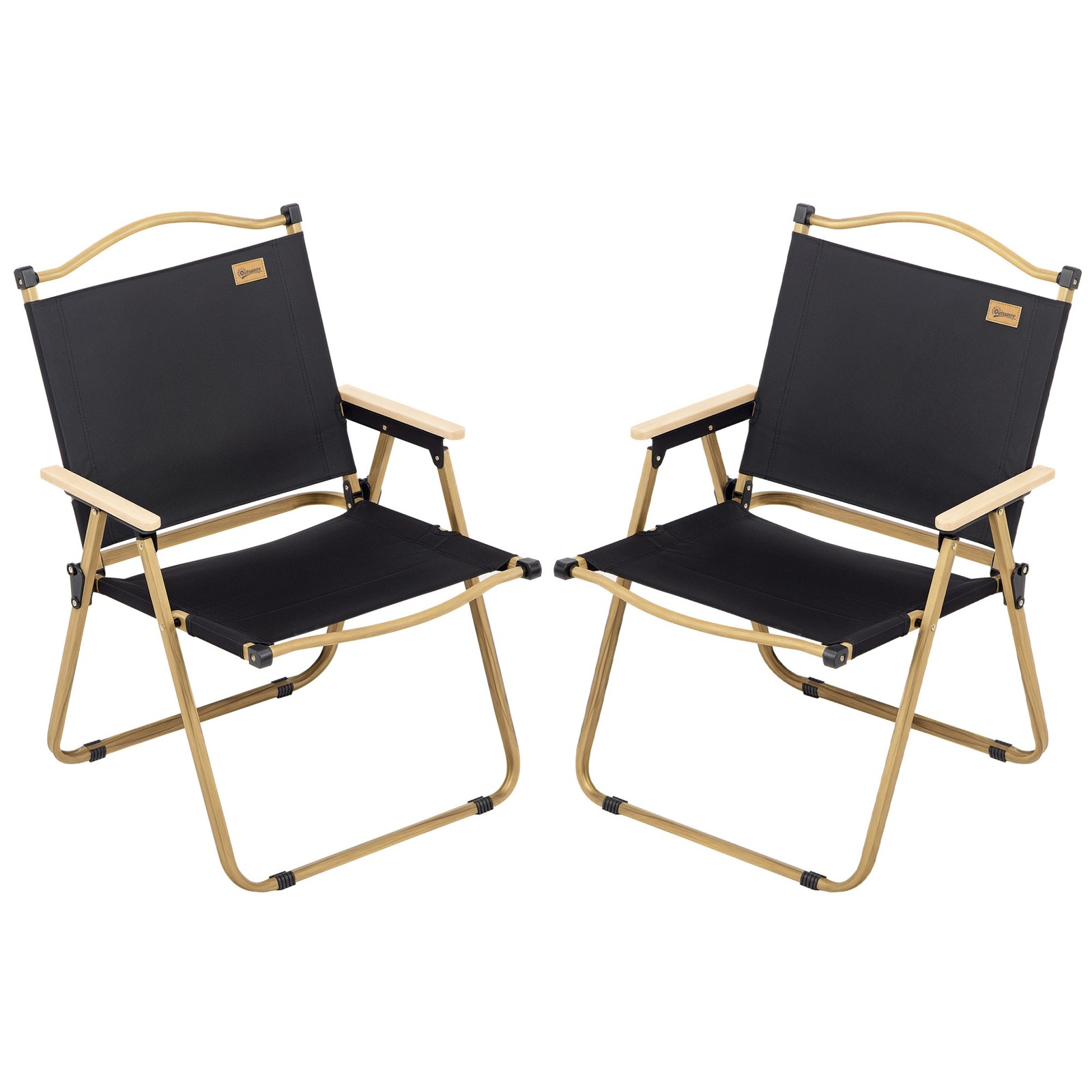 Set of 2 Folding Camping Chair, Portable Armchairs, Black