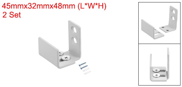 2 Set Sliding Barn Door Floor Guide Wall Mounted, Adjustable U Bracket, White