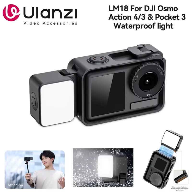 Ulanzi LM18 LED Video Fill Light 5600K Waterproof Magnetic for Osmo Action 3/4/5
