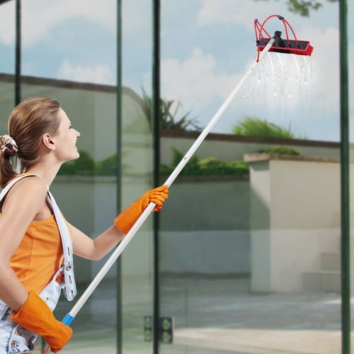 Solar Panel Cleaning Brush With 16.4ft Telescopic Pole 65.6ft Hose 180° Head