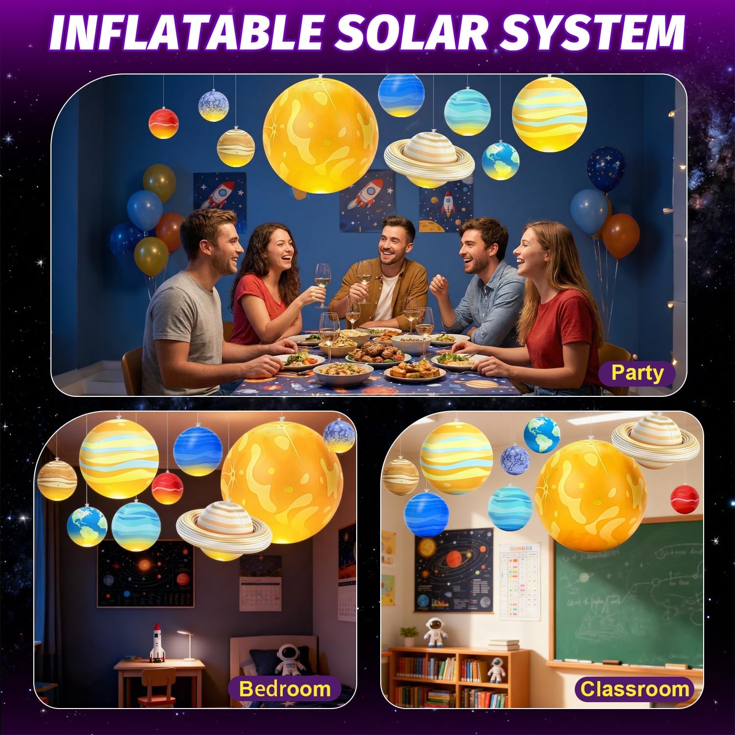 OMKSIH Inflatable Solar System Planets with Lights, 2026 Upgraded Inflatable ...