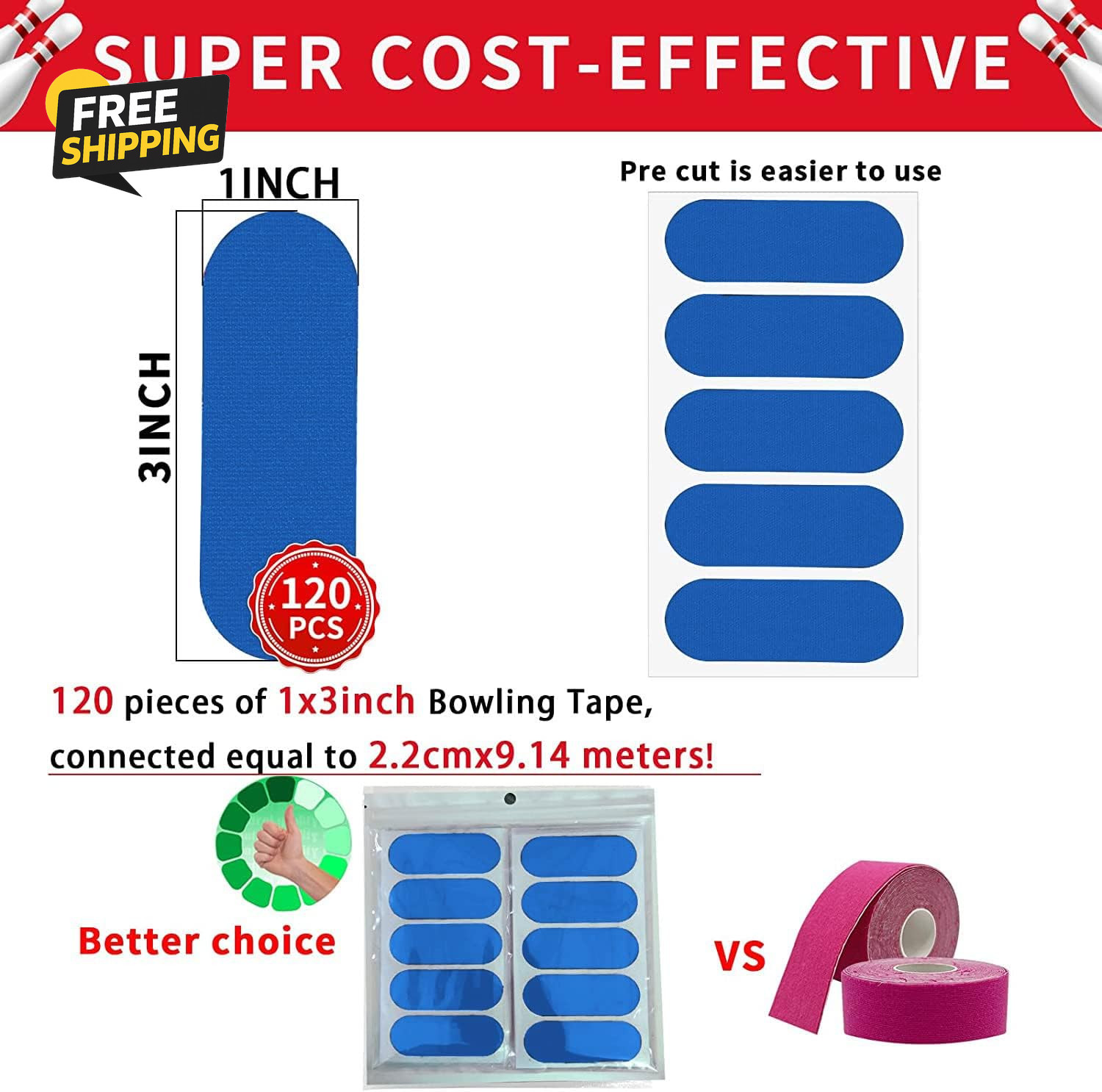 120PCS Bowling Thumb Tape Bowling Finger Tape Bowling Tape Thumb for Bowlers