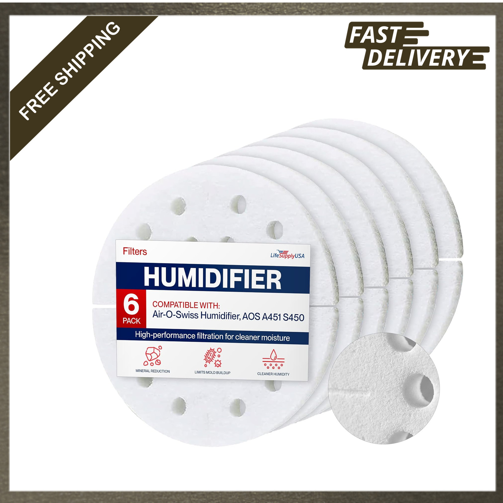 Humidifier Filter Replacement Anti Mineral Pad Compatible with Air-O-Swiss AOS