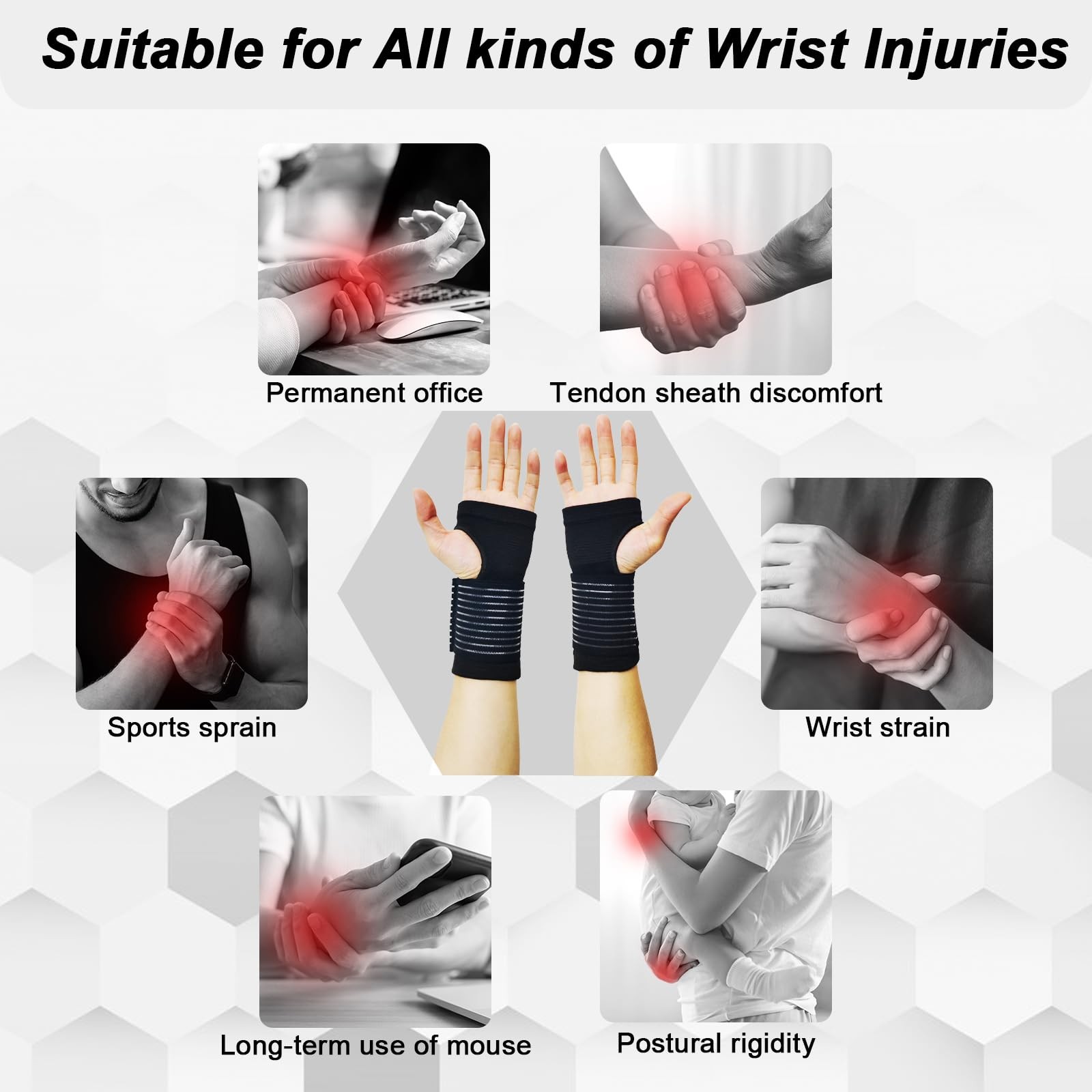 WOXVM 2 Pack Wrist Brace, Compression Support Splint for Women Men,...