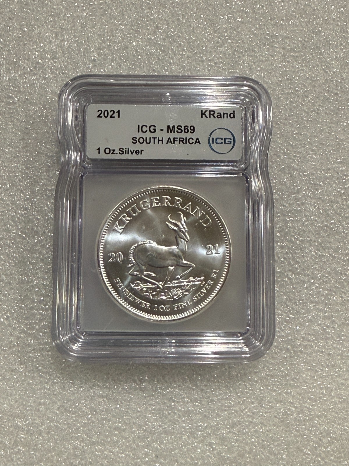 2021 South Africa Silver Krugerrand 1 oz .999 ICG MS 69 ~Blast White ~ PRISTINE