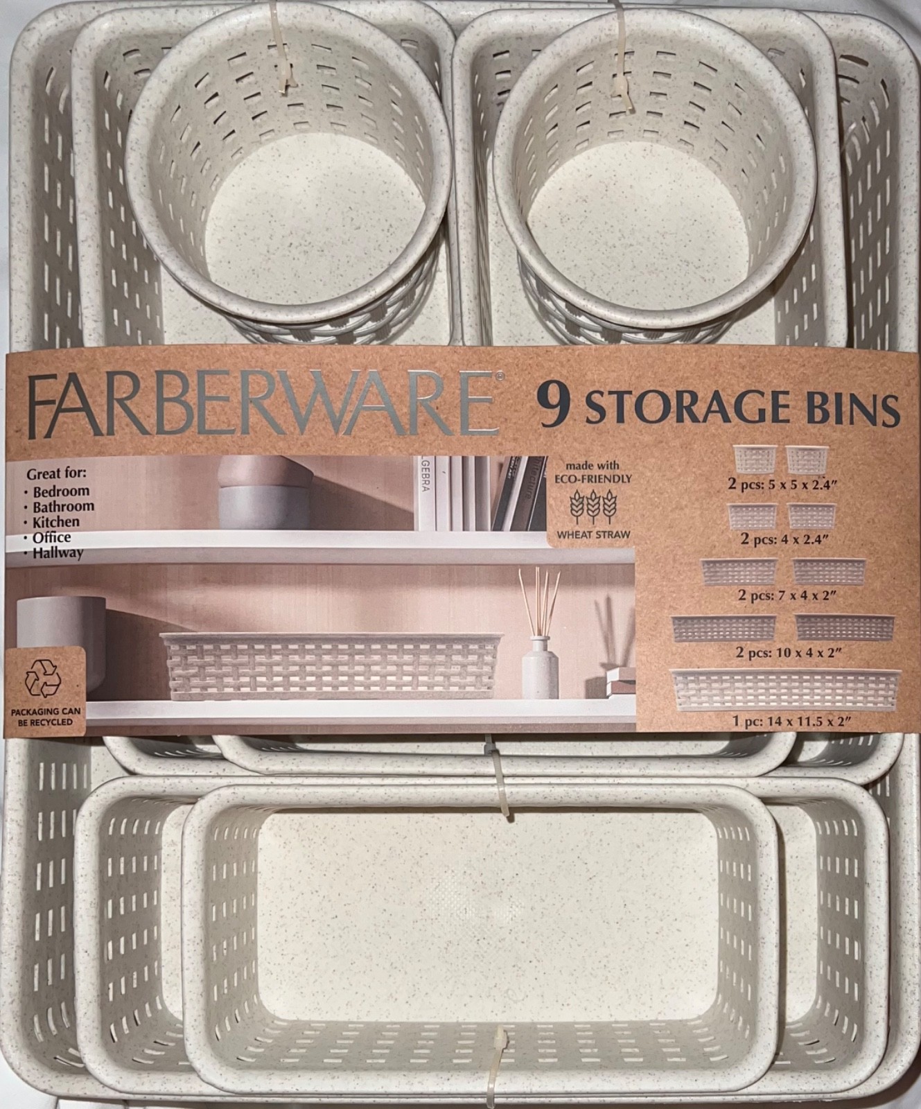 FARBERWARE 9 pieces of Storage Bins / Organizers - Various Sizes - BRAND NEW !!!