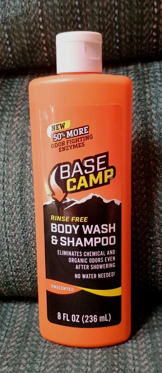 Base Camp Hunting Scent Elimination Rinse-Free Body Hair Wash Shampoo UNscented