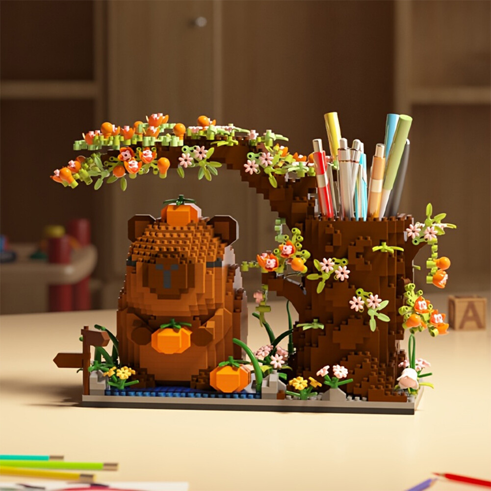 1880X Capybara Building Block Pen Holder Multi-Function Desk Organizer Kids Gift