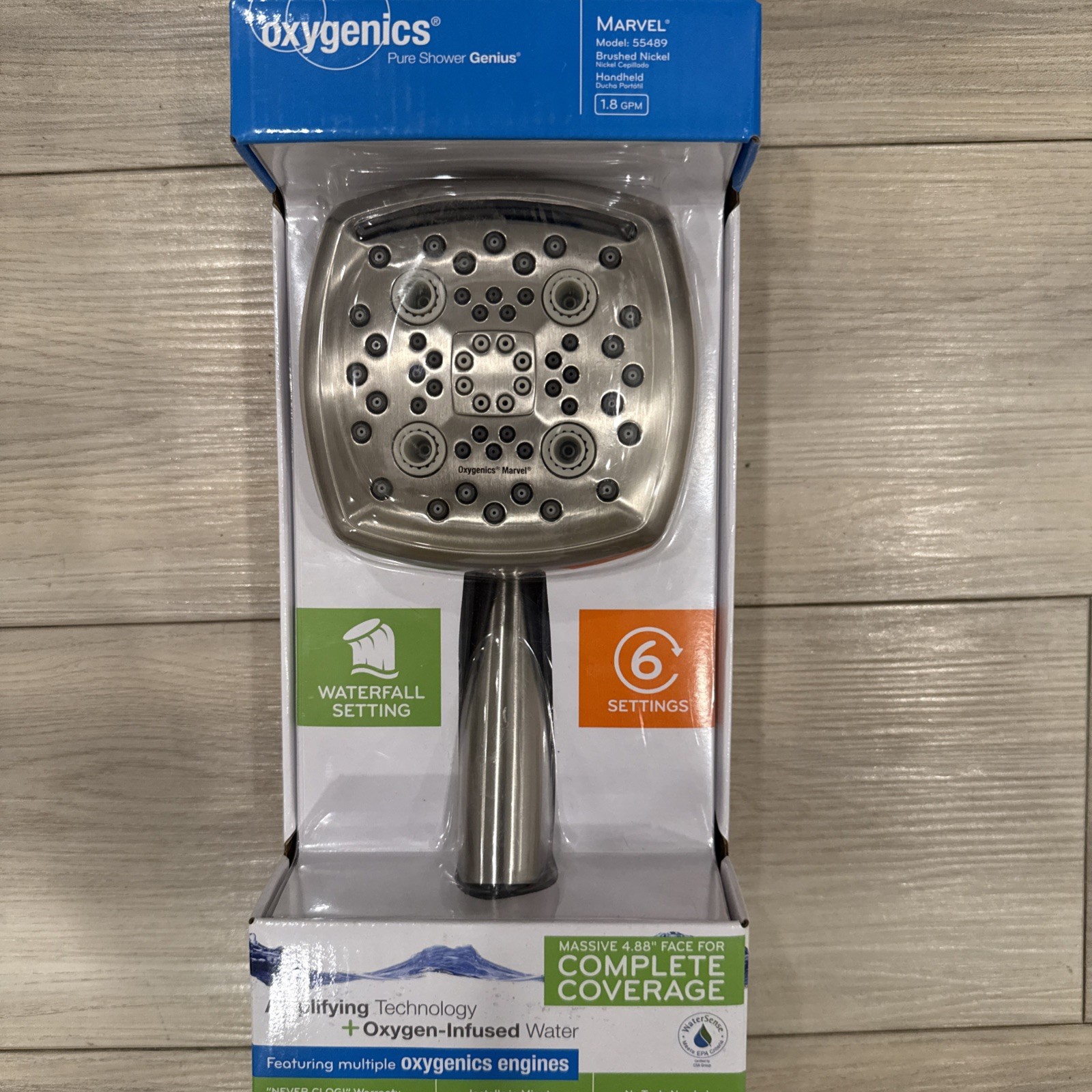 Oxygenics Marvel High Pressure Square Handheld Shower Head