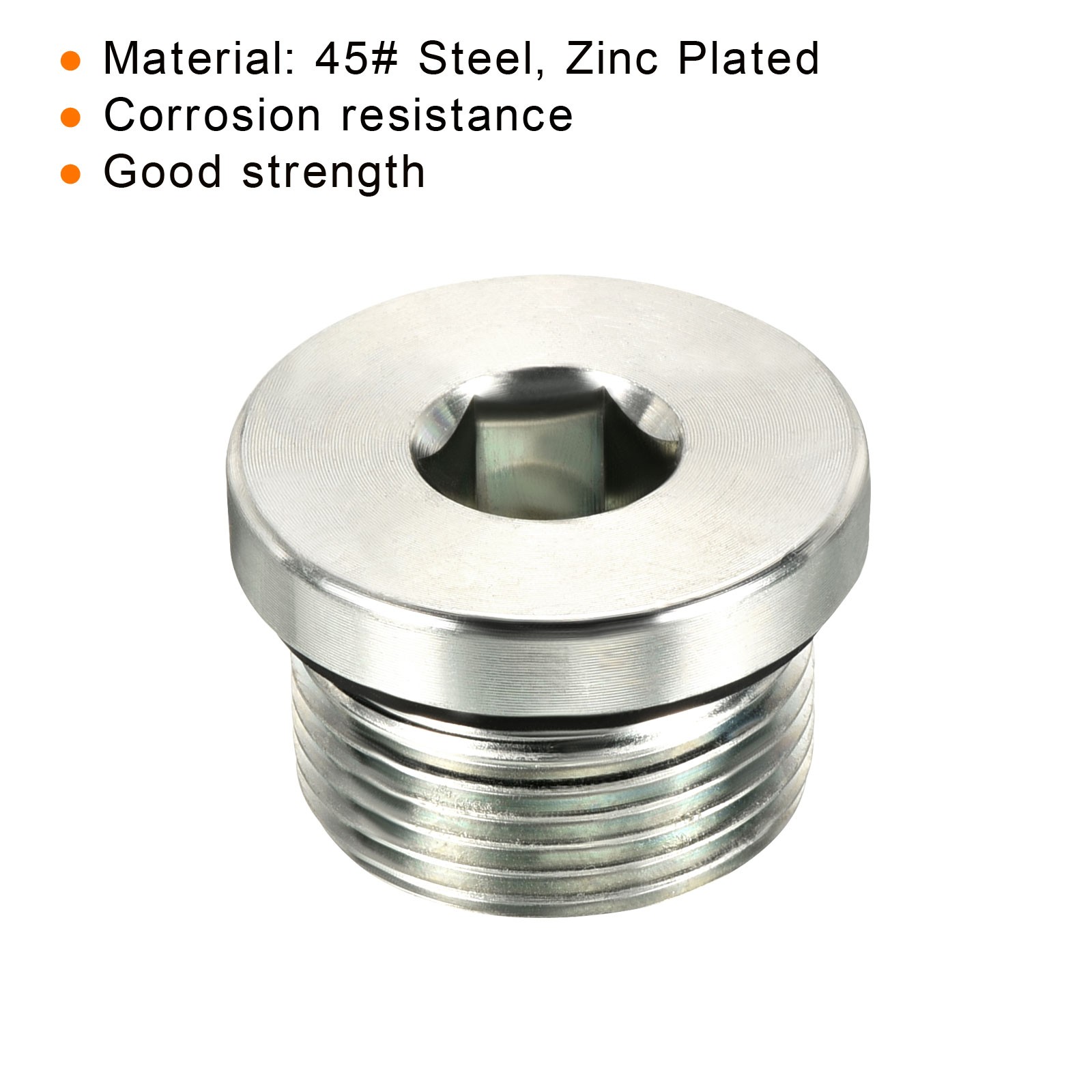 M24*1.5 Hex Head Pipe Fitting Plug, Male Thread 45# Steel Plug