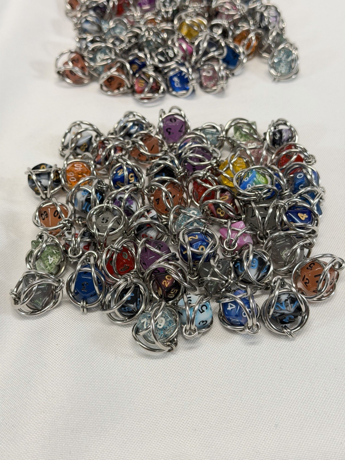 Bulk 50x RPG DnD Dungeons & Dragons Caged Dice Random Colors