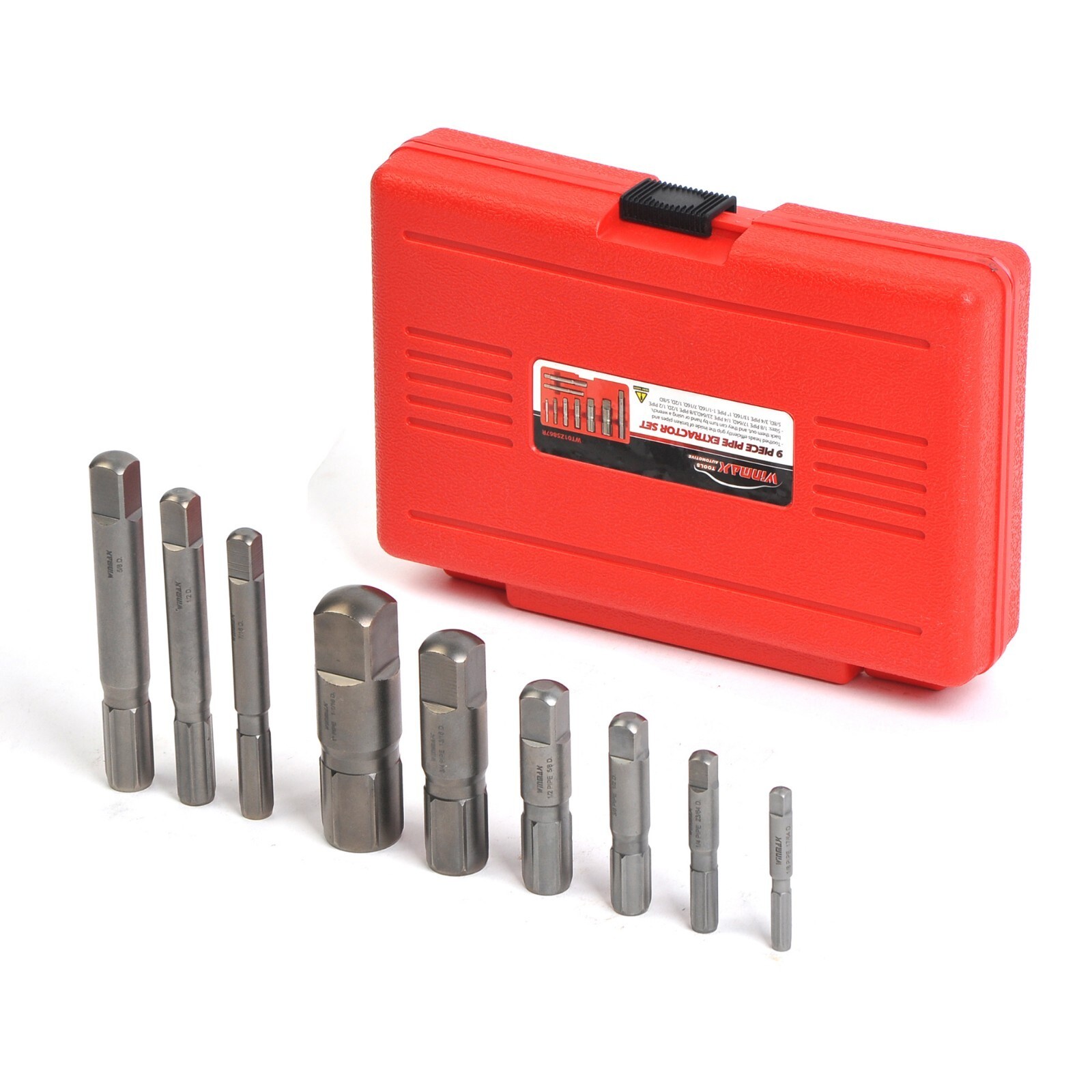 9 Piece Pipe Extractor Set Broken Pipe Extractors 1/8 to 1 Inch Size Range