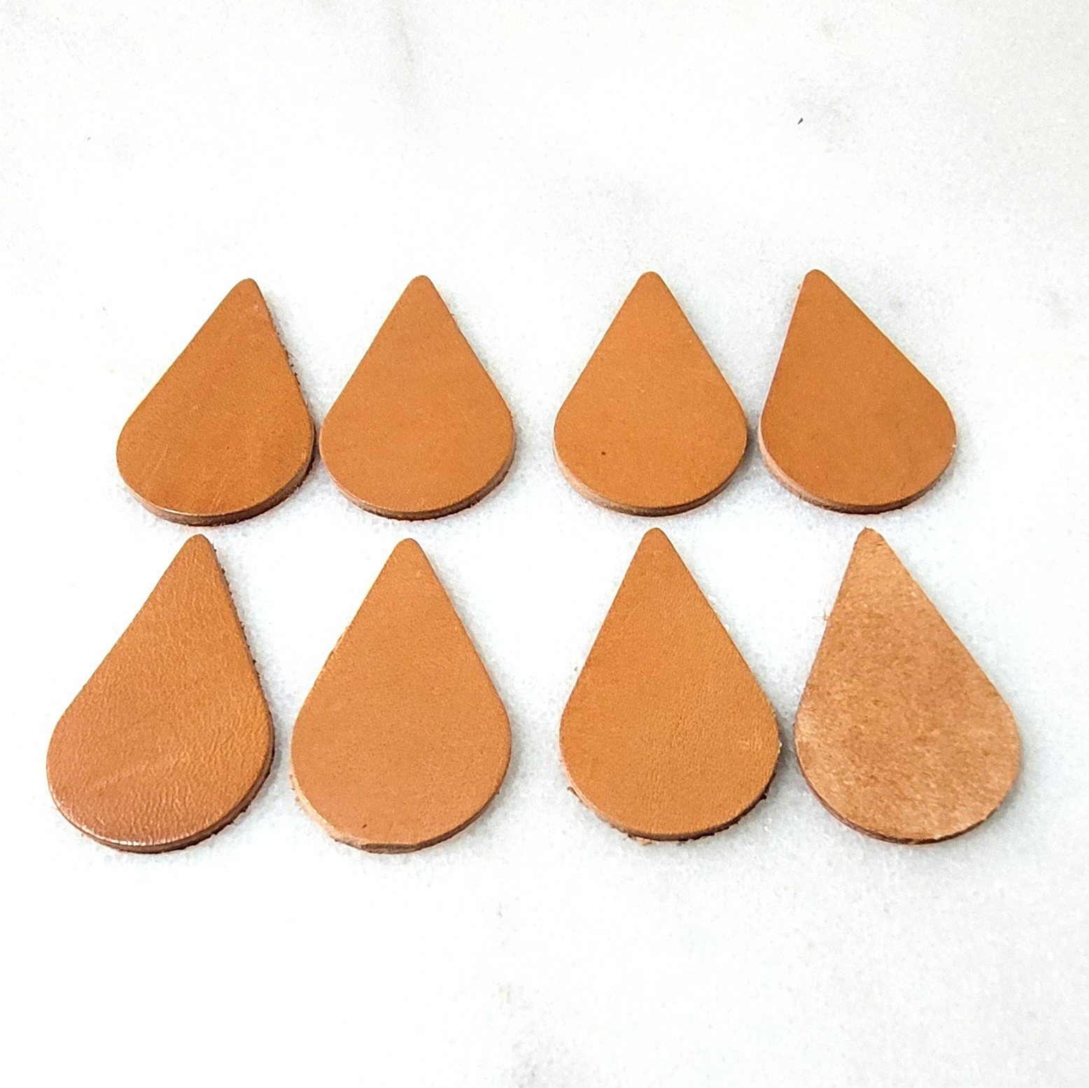 2" Leather Teardrop Earring Blanks  8 Piece Smooth Tan DIY Scrap Craft Upcycled
