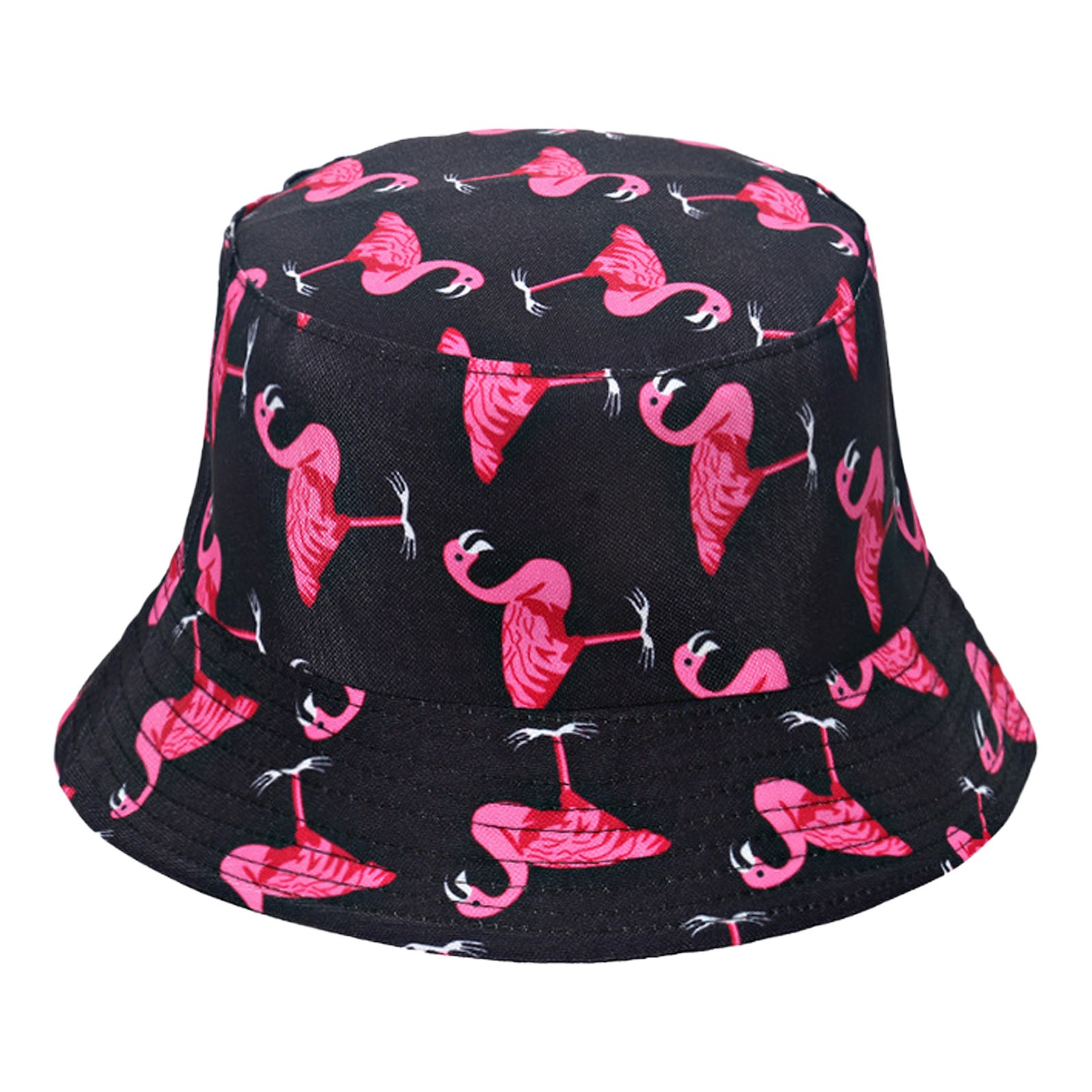 Flamingo Print Reversible Bucket Hat with UV Protection for Summer Outdoor Use