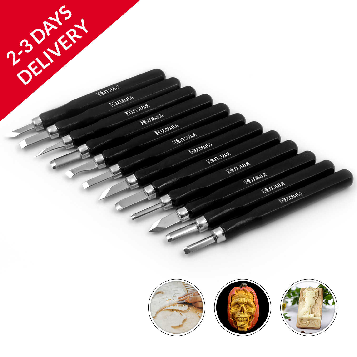 HUTSULS Small Wood Carving Tools Beginners 12 Mini Chisel Set Relief Knife Lino