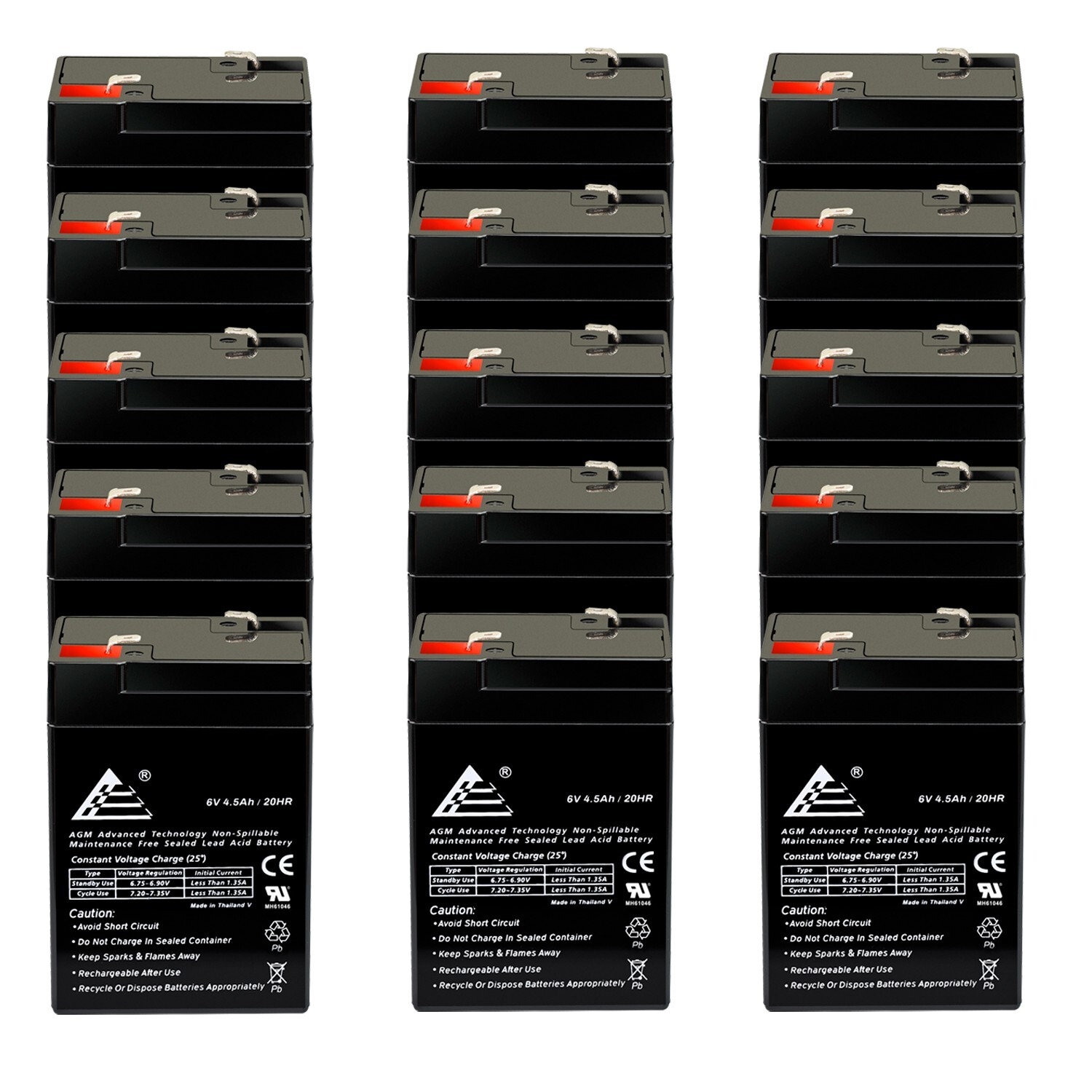 15 Packs of 6V 4.5Ah SLA Battery Replacement for Emergency Exit Lighting